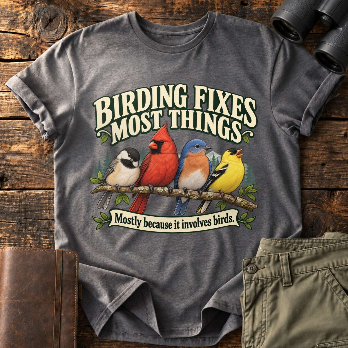 Birding Fixes Most Things Tee