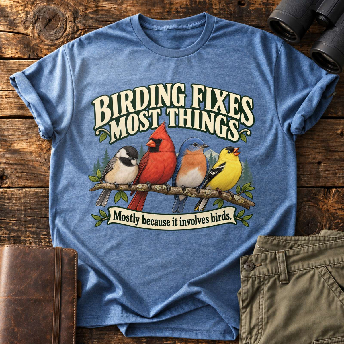 Birding Fixes Most Things Tee