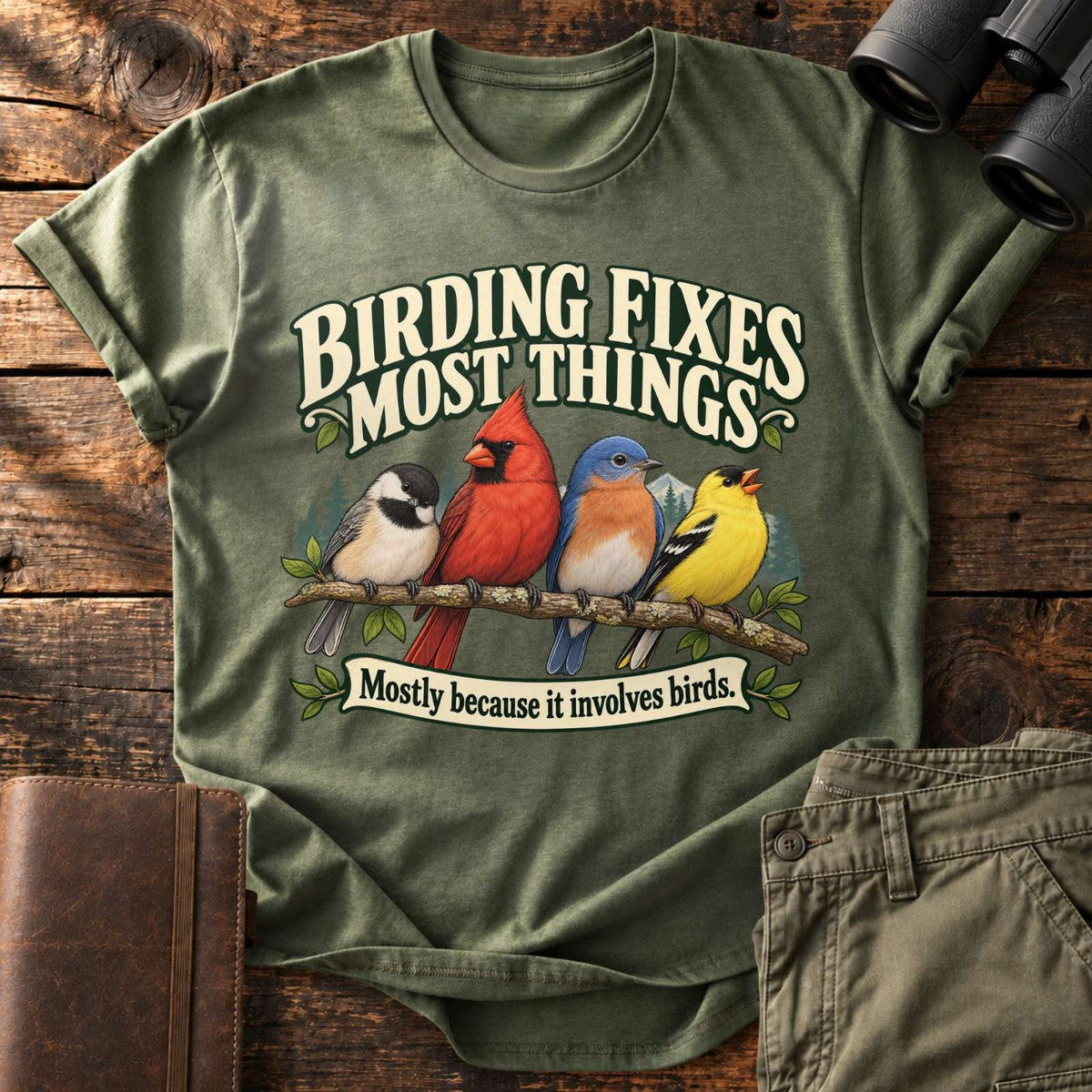 Birding Fixes Most Things Tee