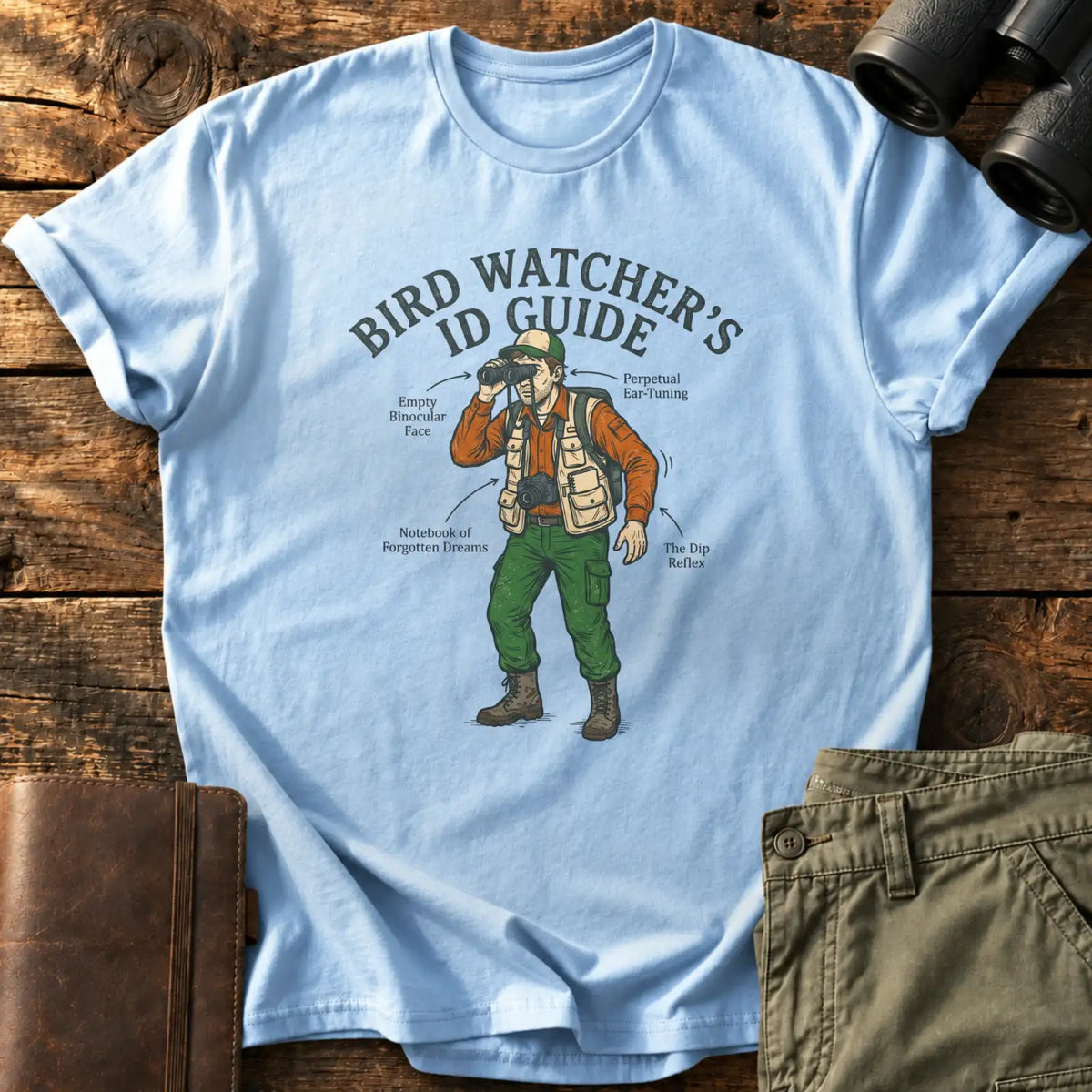 Bird Watcher's ID Guide Tee — Light Blue