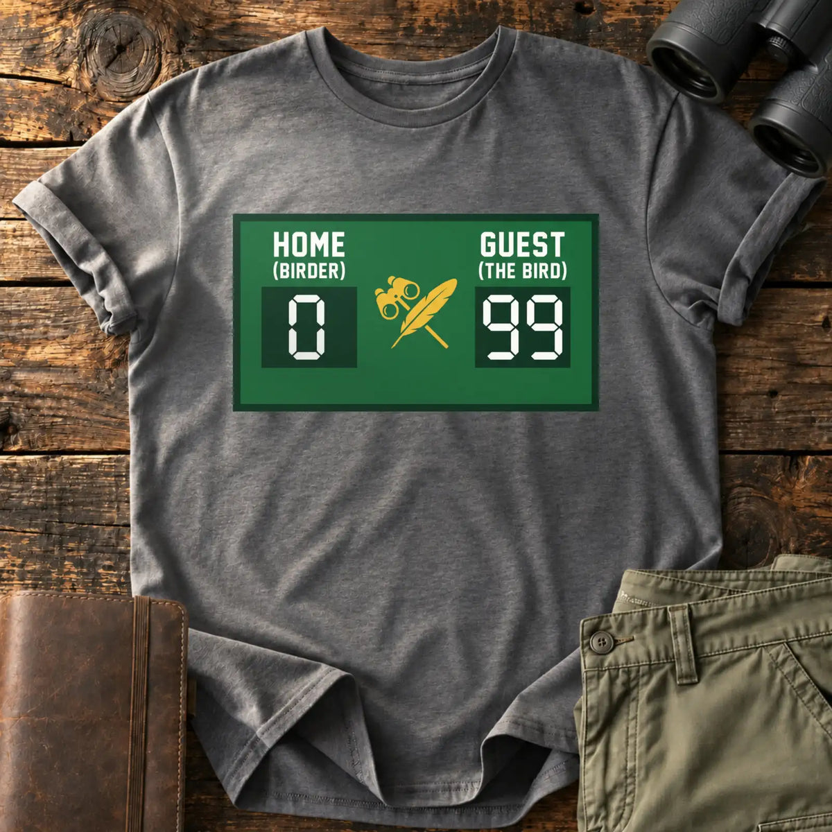 Birder 0, Bird 99 Tee — Charcoal