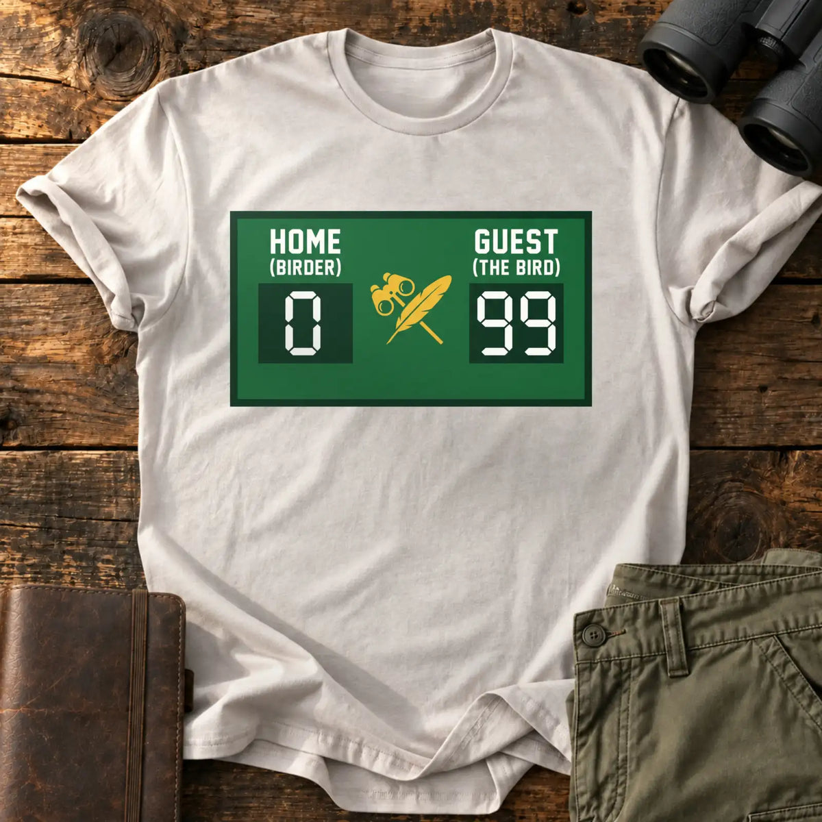 Birder 0, Bird 99 Tee — Ice Grey