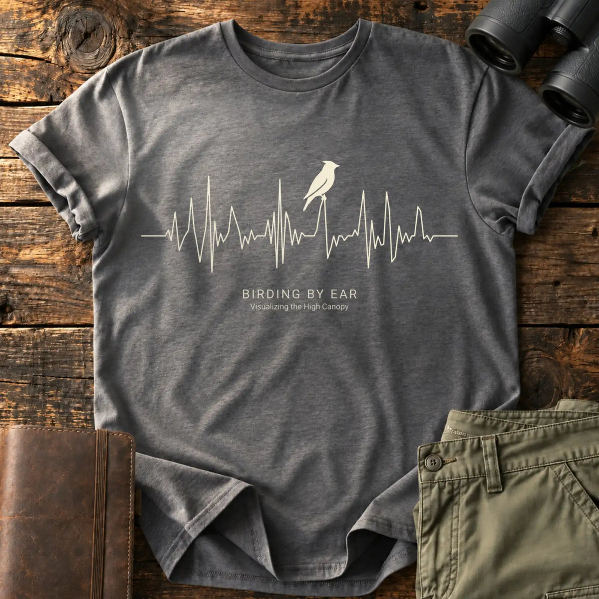 Birding by Ear Tee — Charcoal