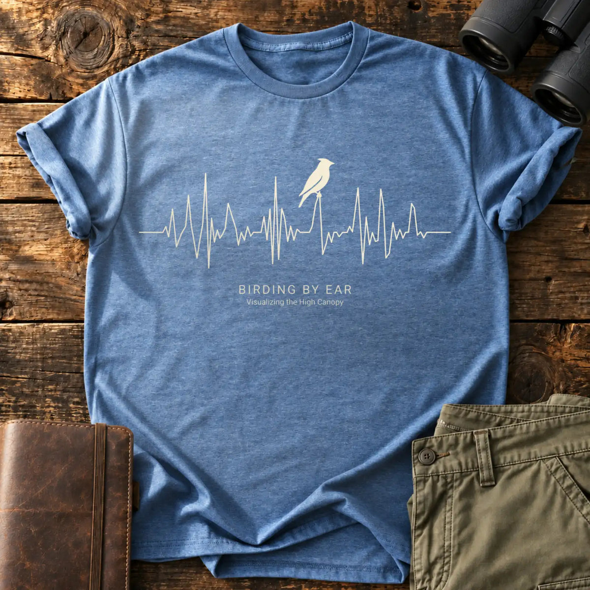 Birding by Ear Tee — Heather Indigo