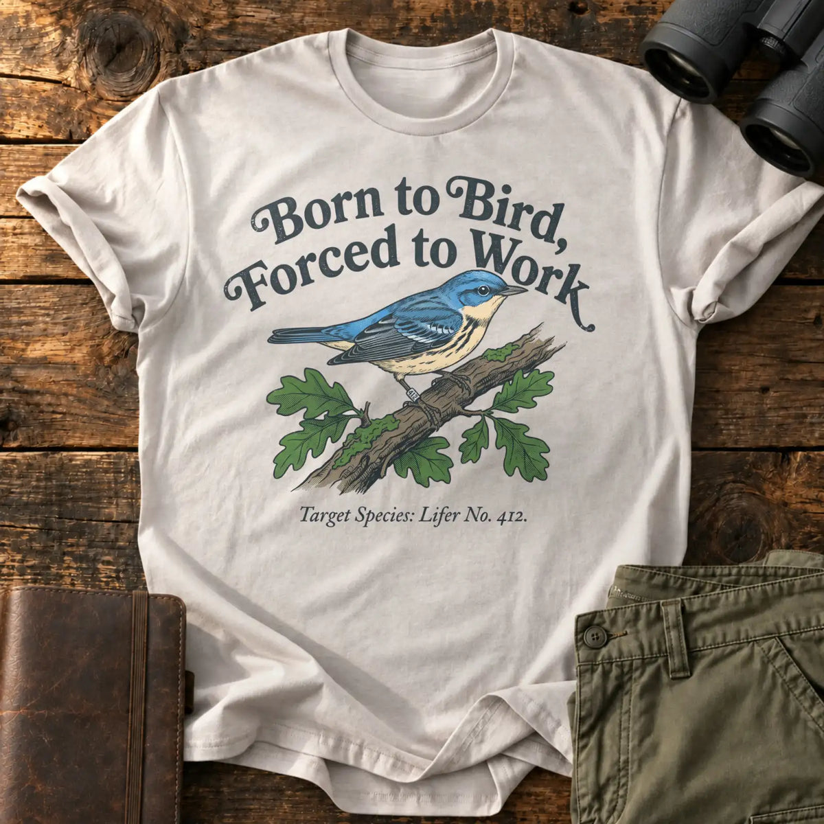 Born to Bird, Forced to Work Tee — Ice Grey