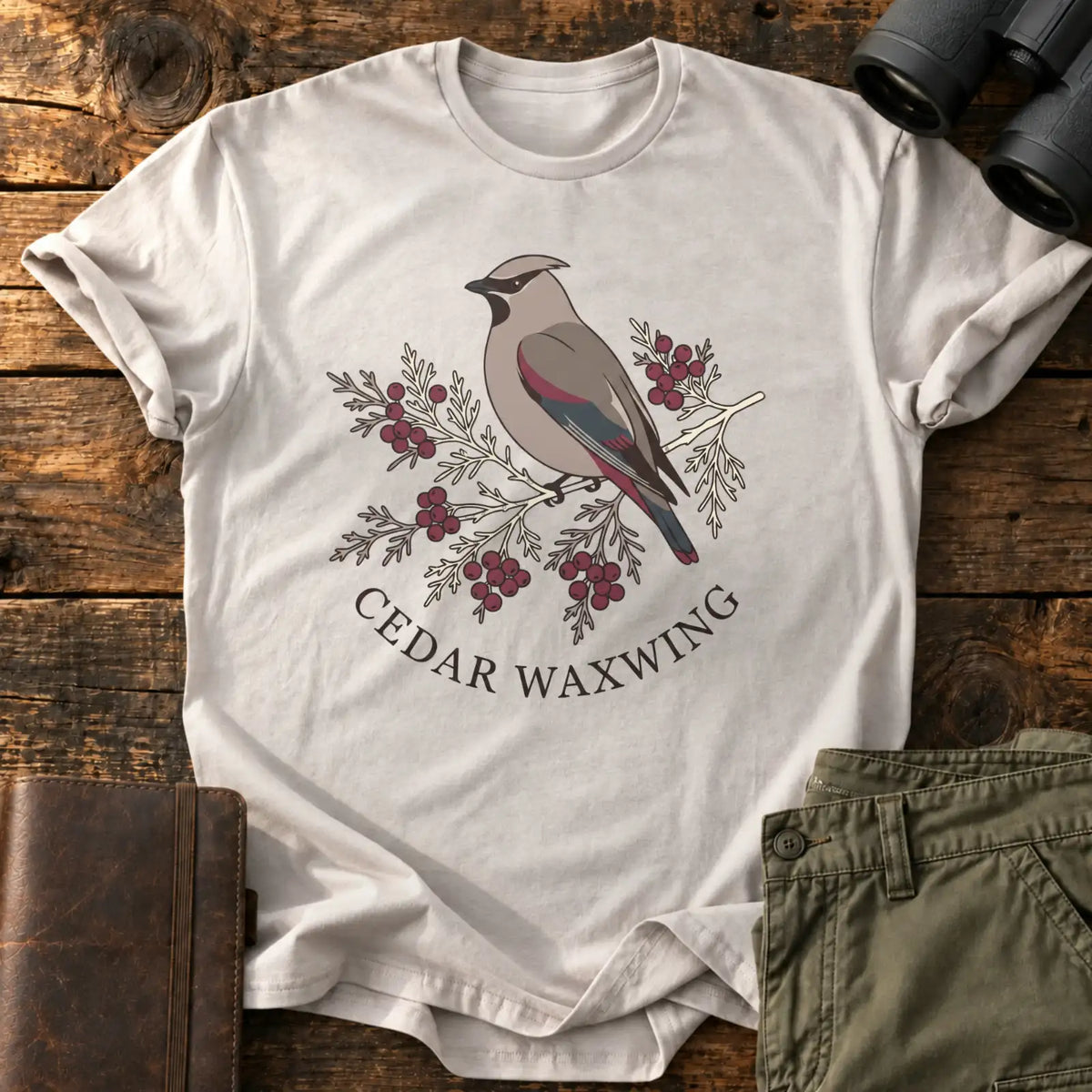 Cedar Waxwing Tee — Ice Grey