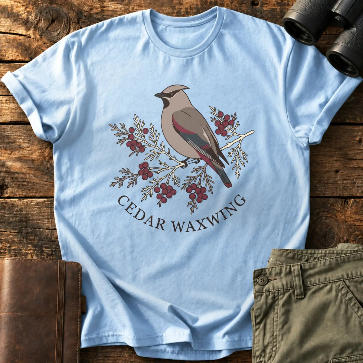 Cedar Waxwing Tee — Light Blue
