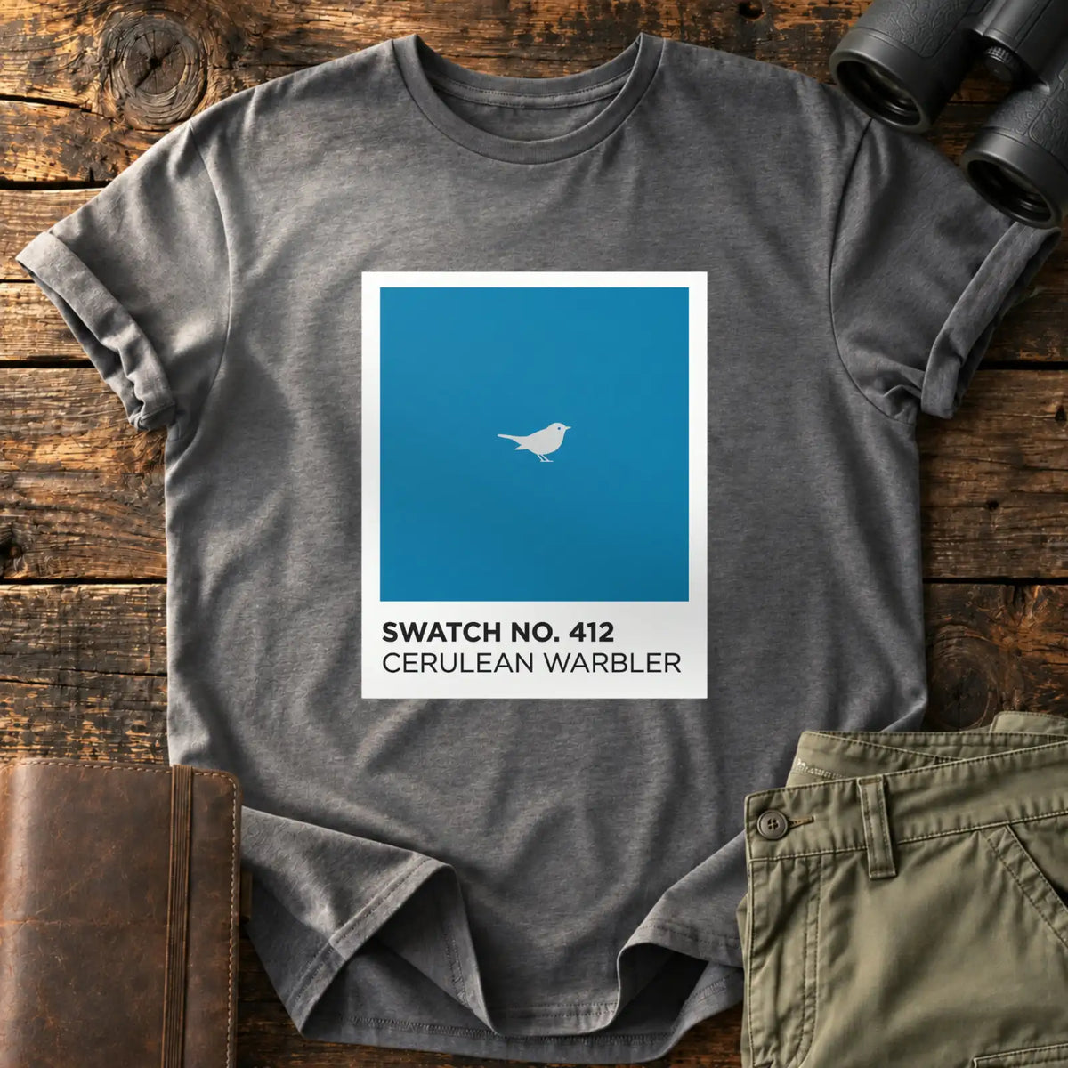 Cerulean Warbler Swatch Tee — Charcoal