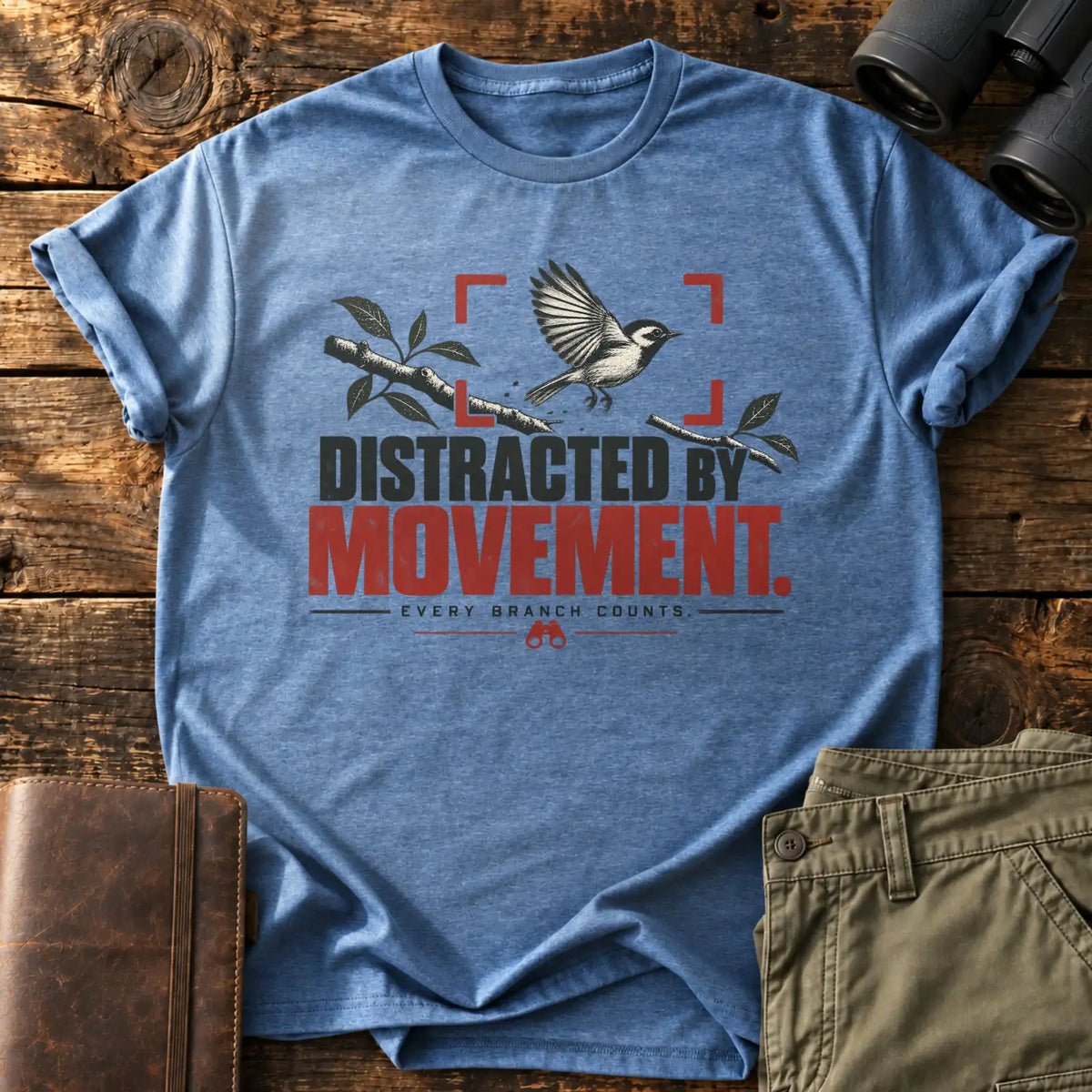Distracted by Movement. Tee — Heather Indigo