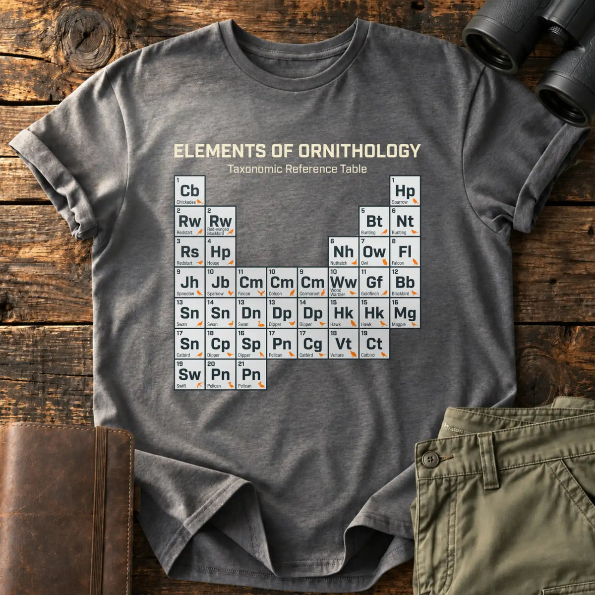 Elements of Ornithology Tee — Charcoal