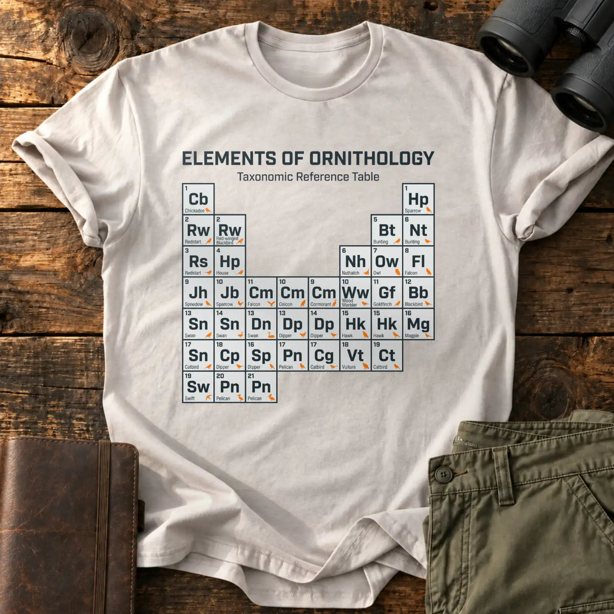 Elements of Ornithology Tee — Ice Grey