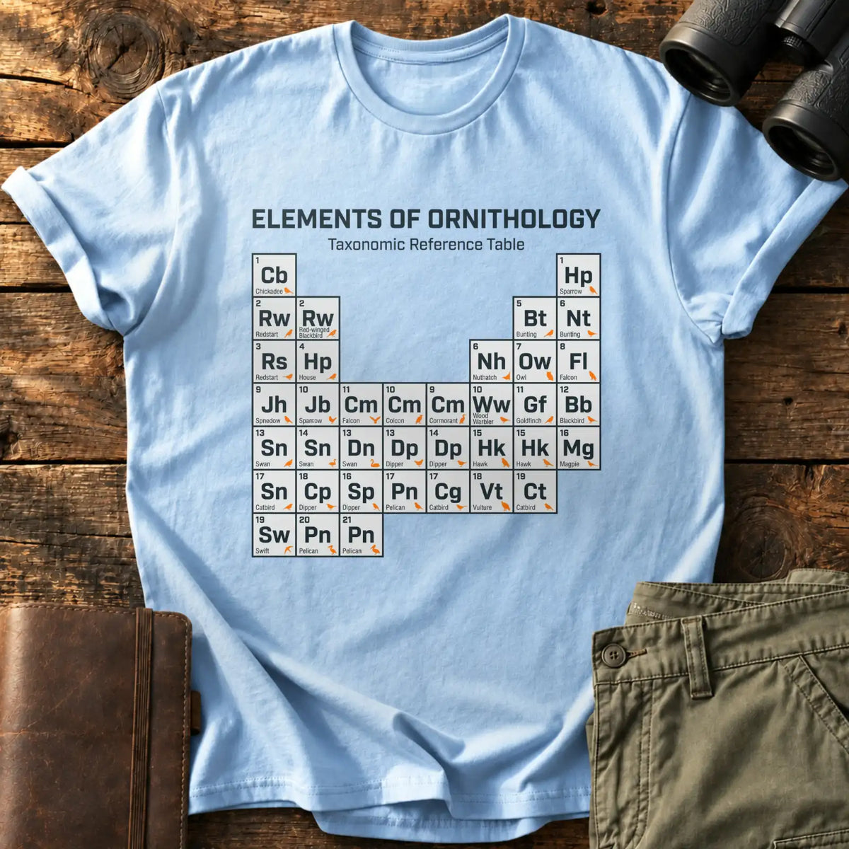 Elements of Ornithology Tee — Light Blue