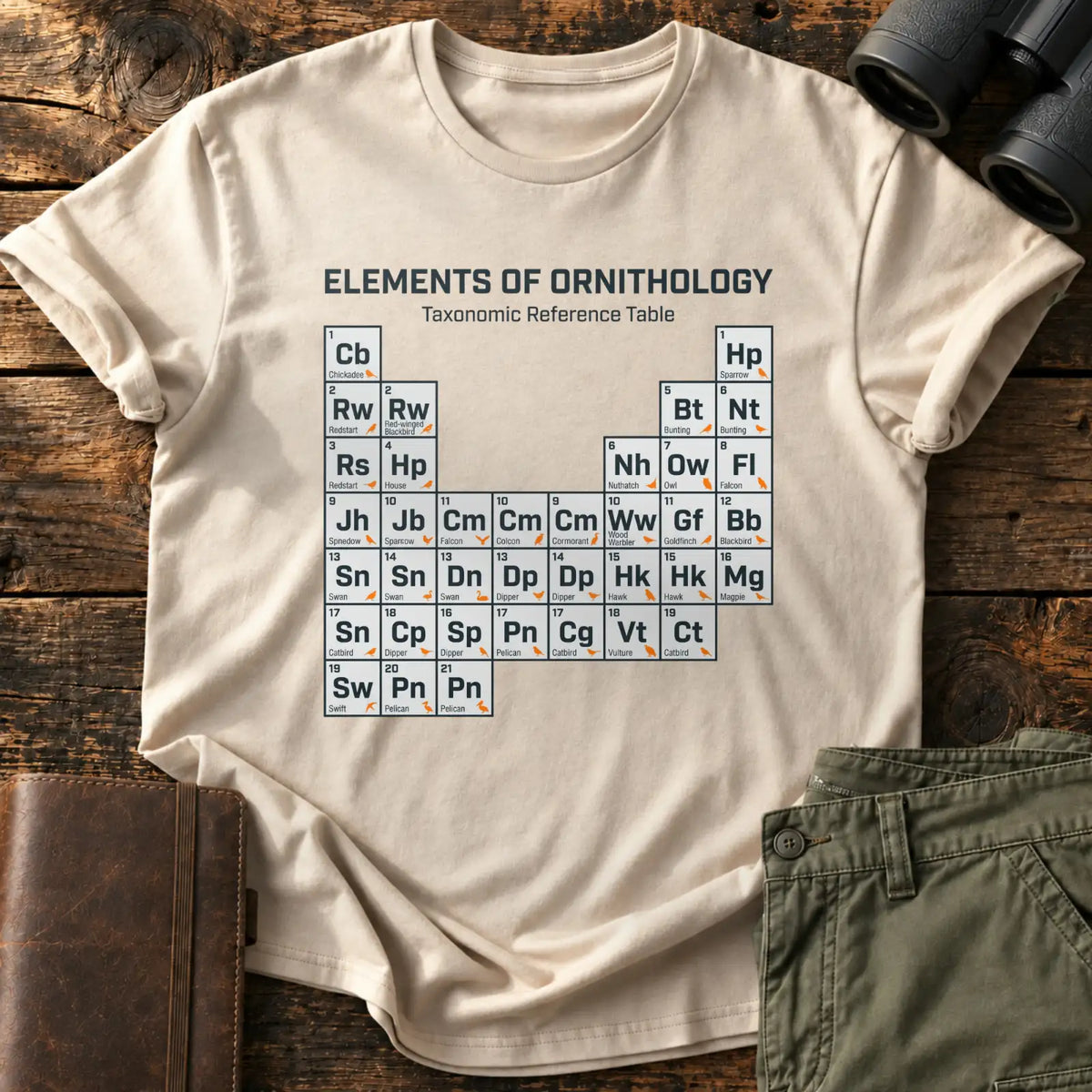 Elements of Ornithology Tee — Sand