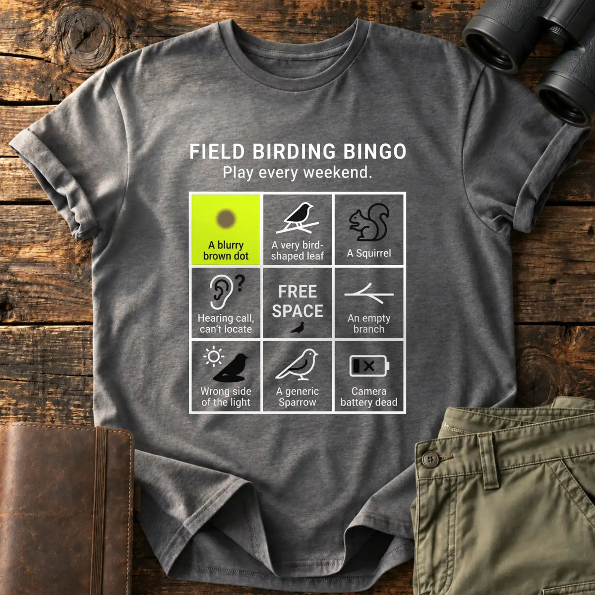 Field Birding Bingo Tee — Charcoal
