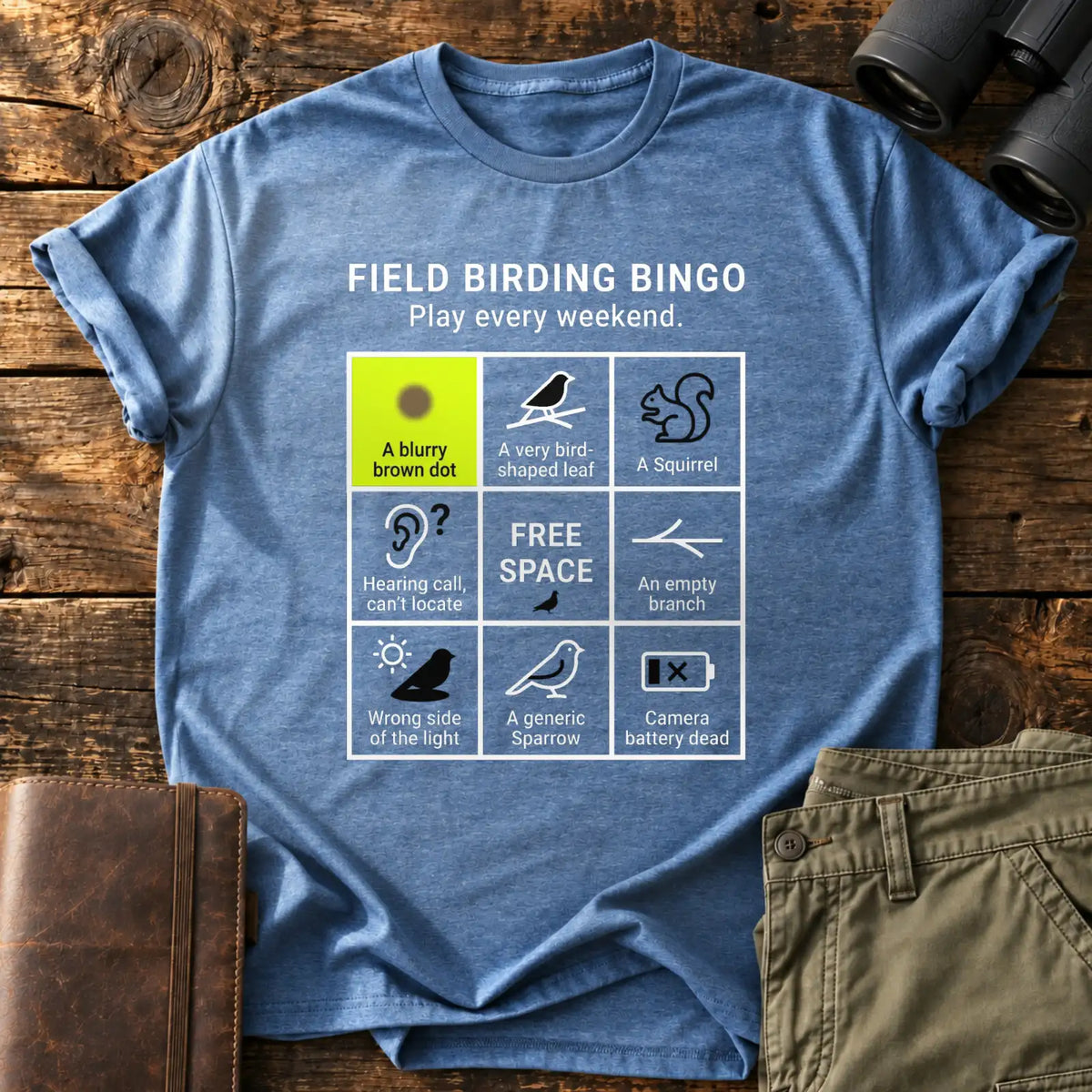 Field Birding Bingo Tee — Heather Indigo
