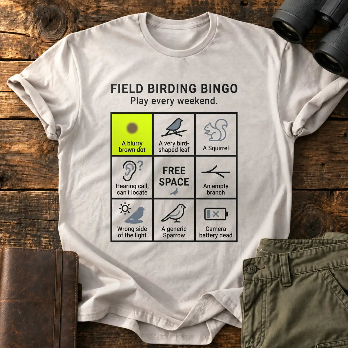 Field Birding Bingo Tee — Ice Grey