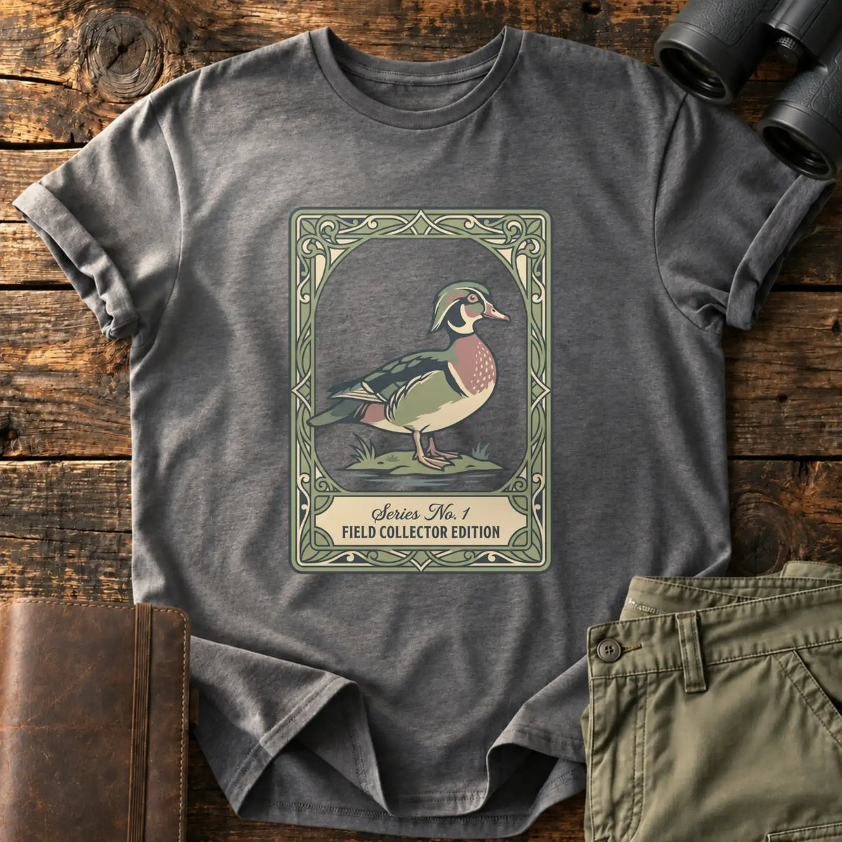 Field Collector Wood Duck Tee — Charcoal