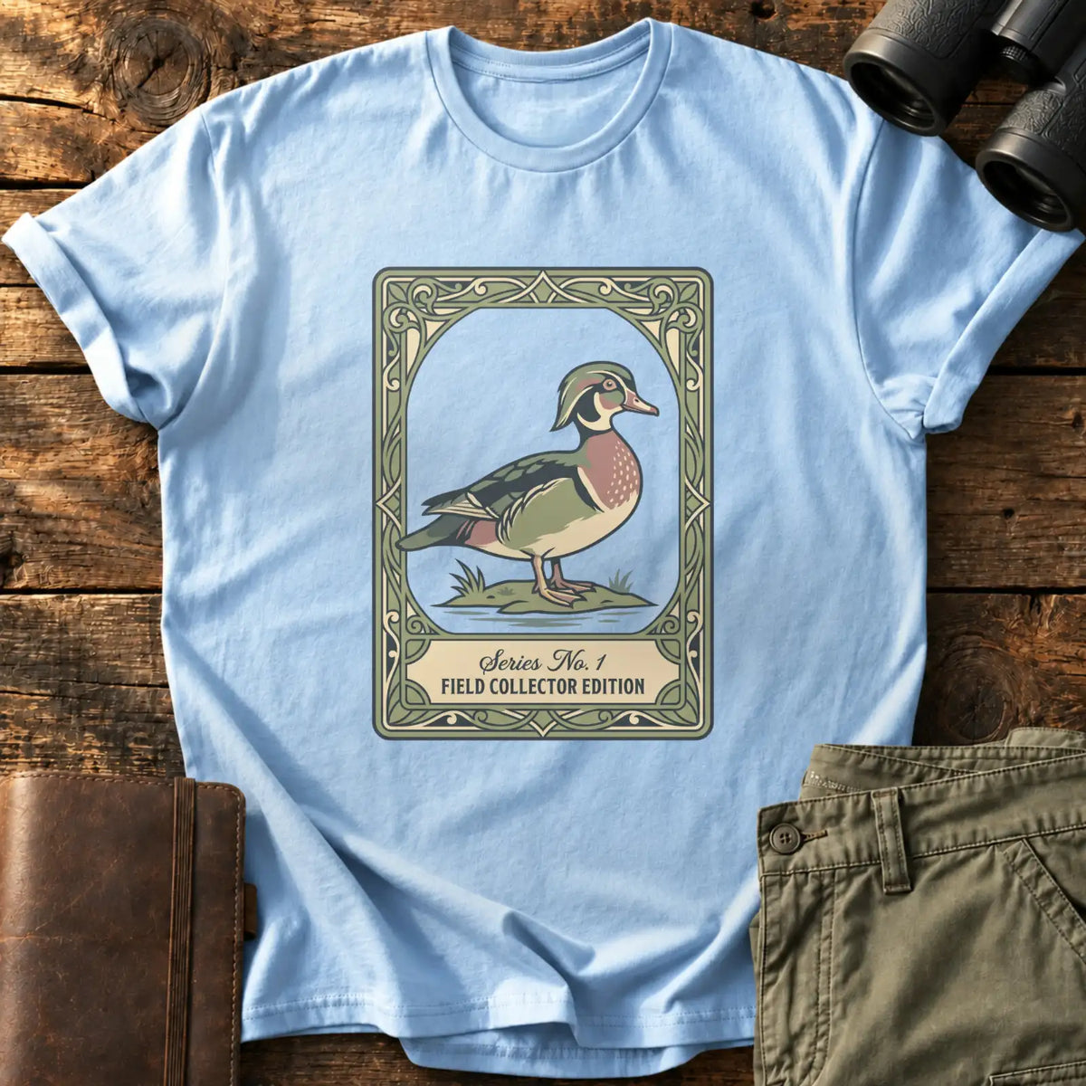 Field Collector Wood Duck Tee — Light Blue
