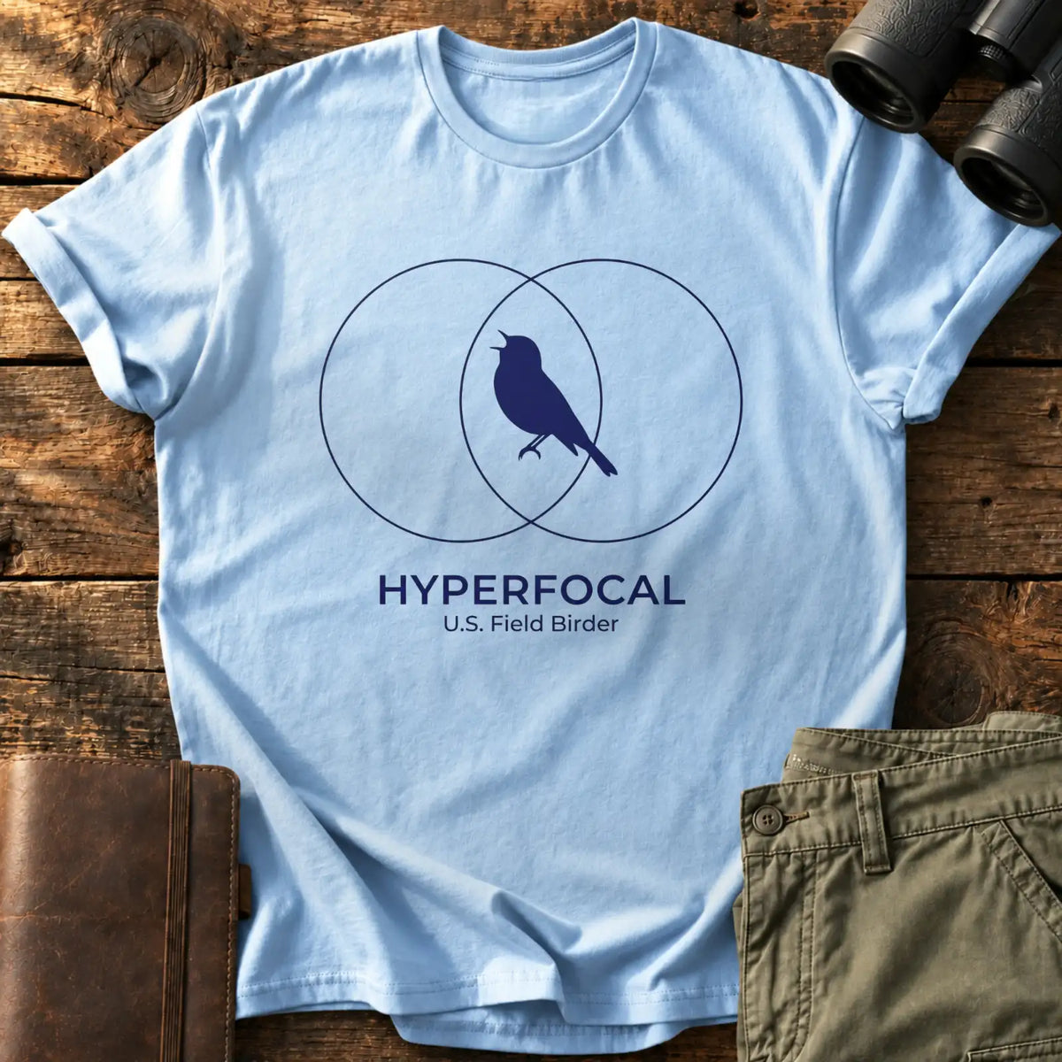 Hyperfocal Field Birder Tee — Light Blue