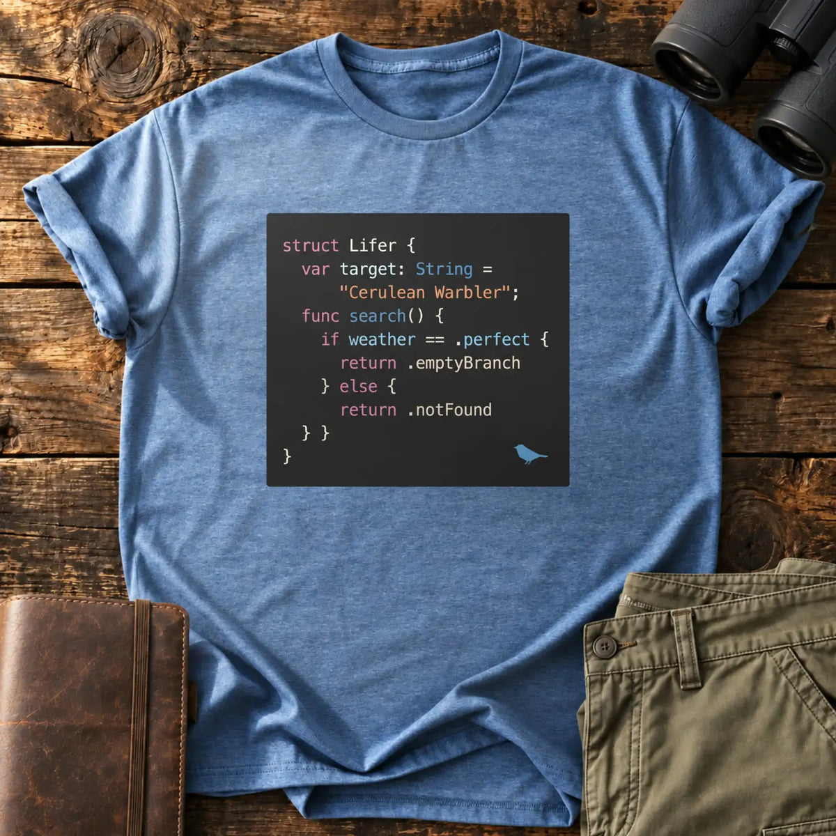 Lifer Search Code Tee — Heather Indigo