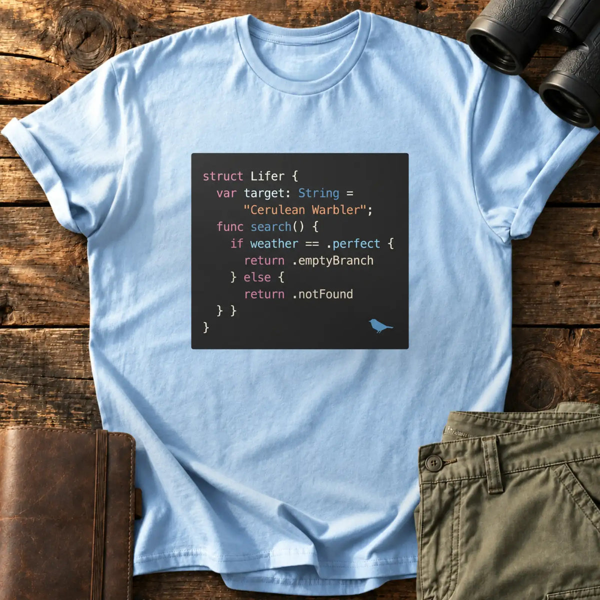 Lifer Search Code Tee — Light Blue