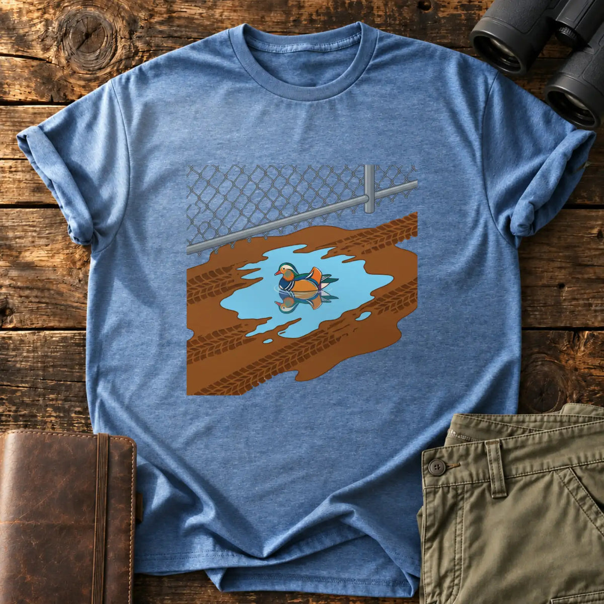Muddy Puddle Duck Tee — Heather Indigo