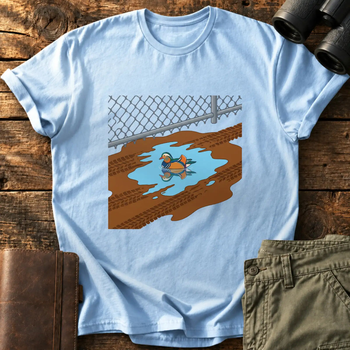 Muddy Puddle Duck Tee — Light Blue