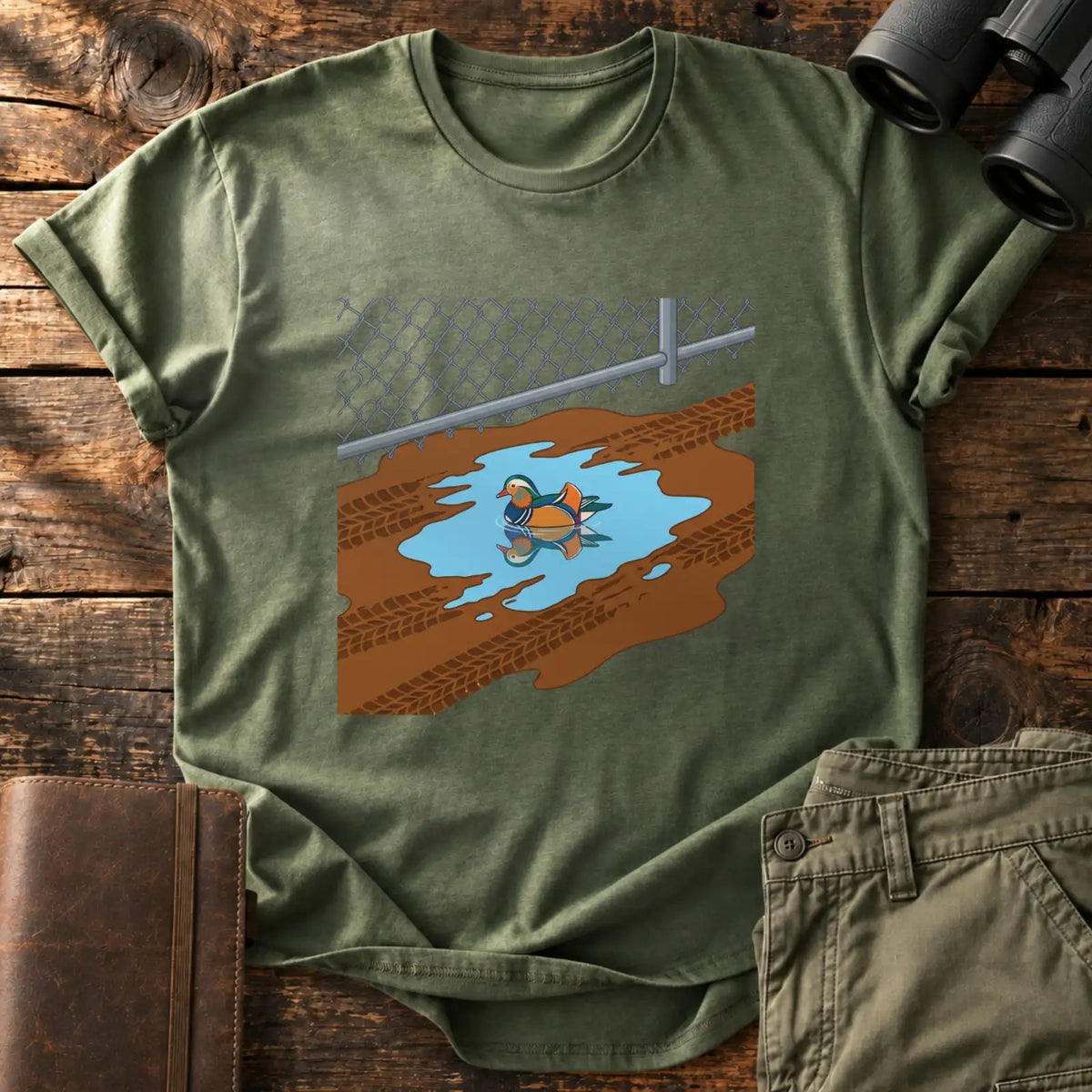 Muddy Puddle Duck Tee — Military Green