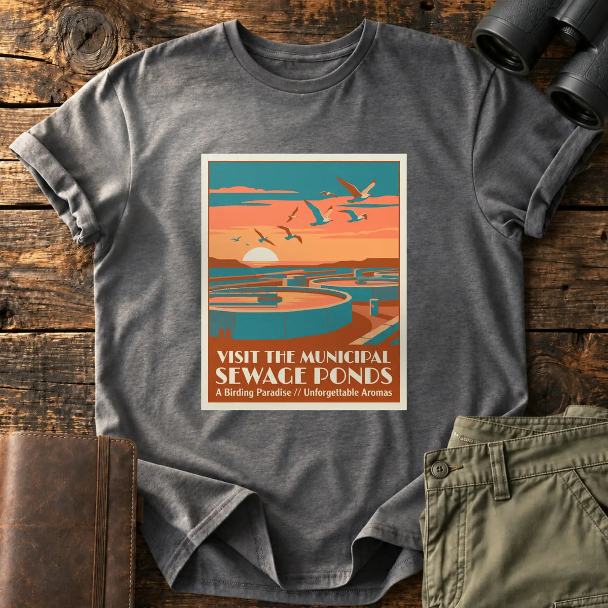 Municipal Sewage Ponds Tee — Charcoal