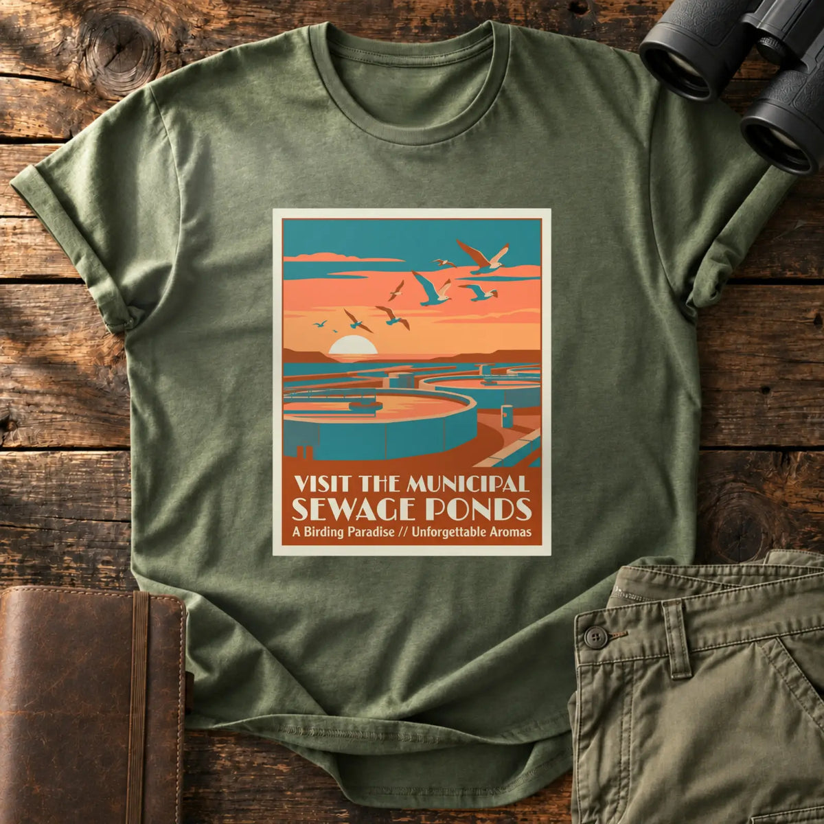 Municipal Sewage Ponds Tee — Military Green