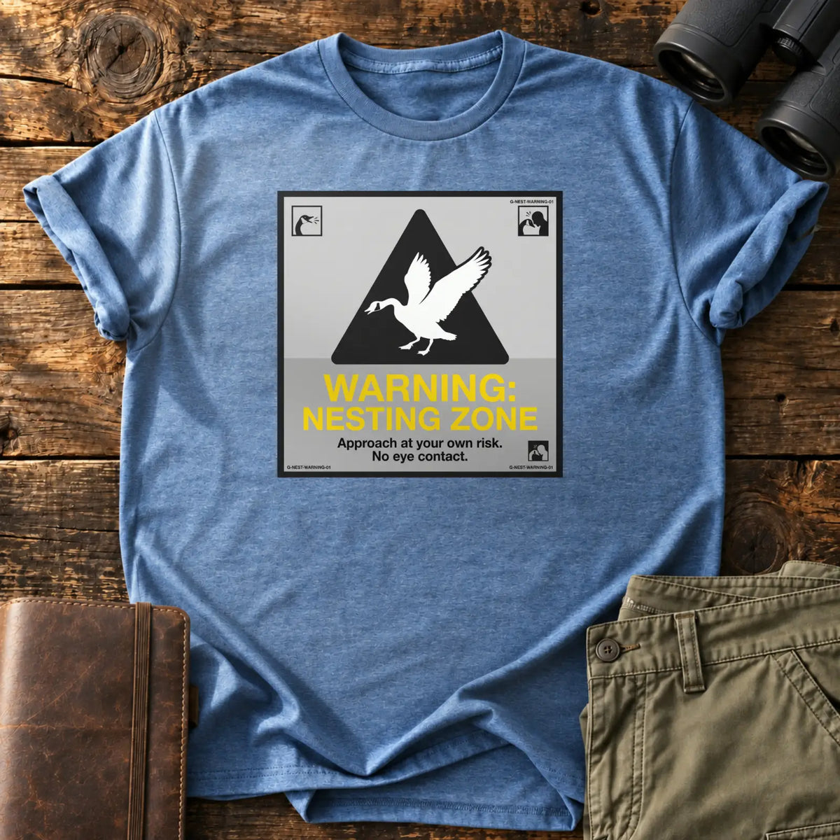 Nesting Zone Warning Tee — Heather Indigo