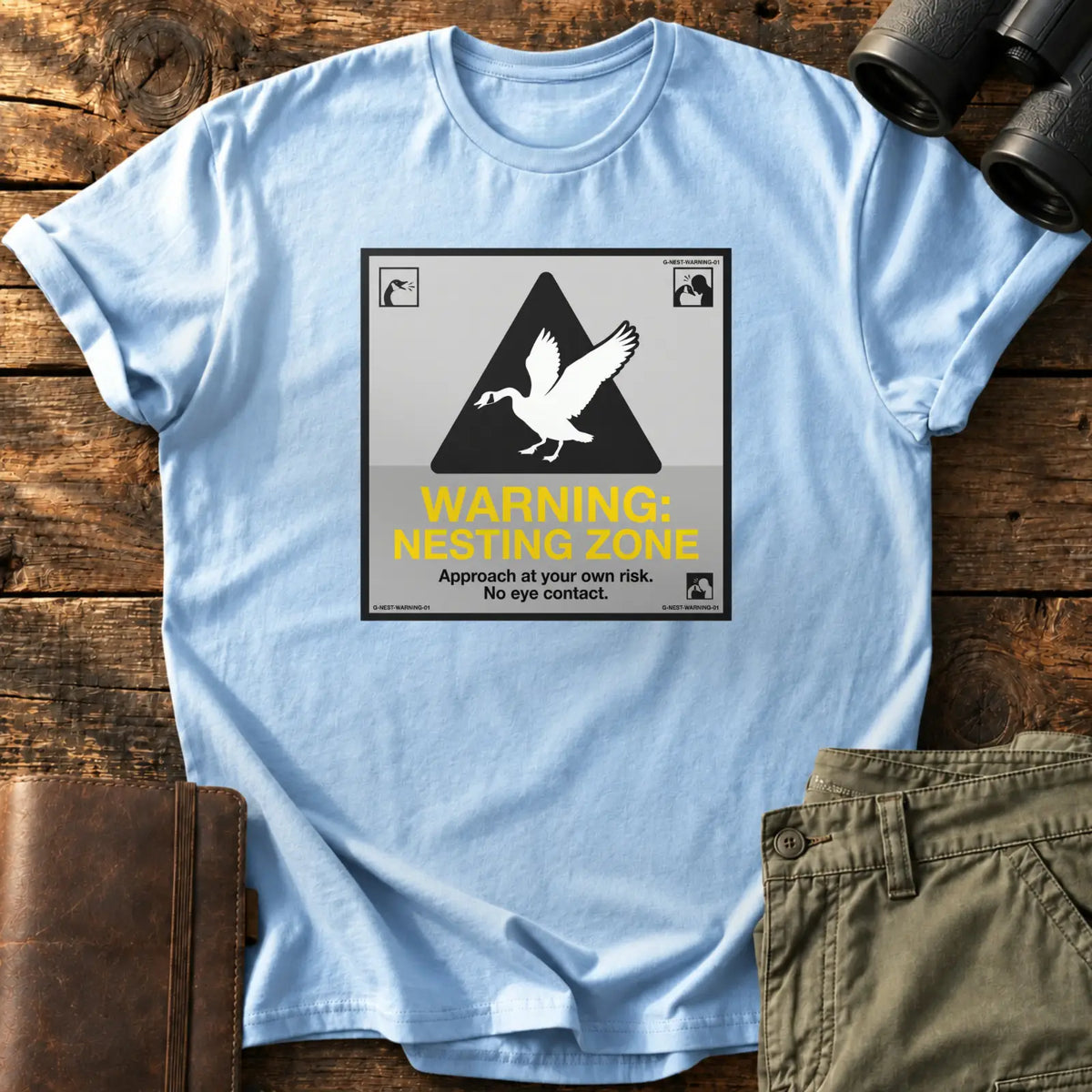 Nesting Zone Warning Tee — Light Blue