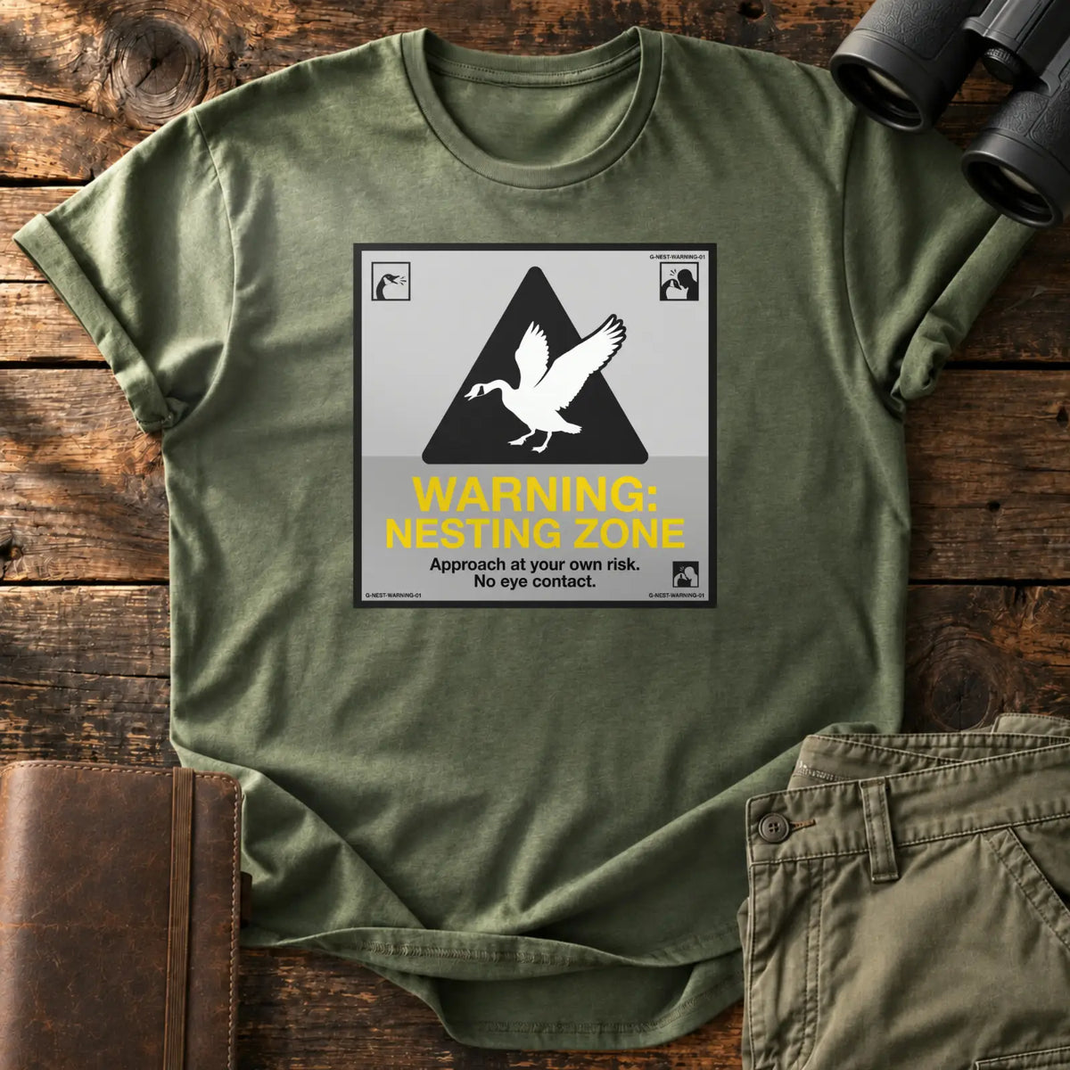 Nesting Zone Warning Tee — Military Green