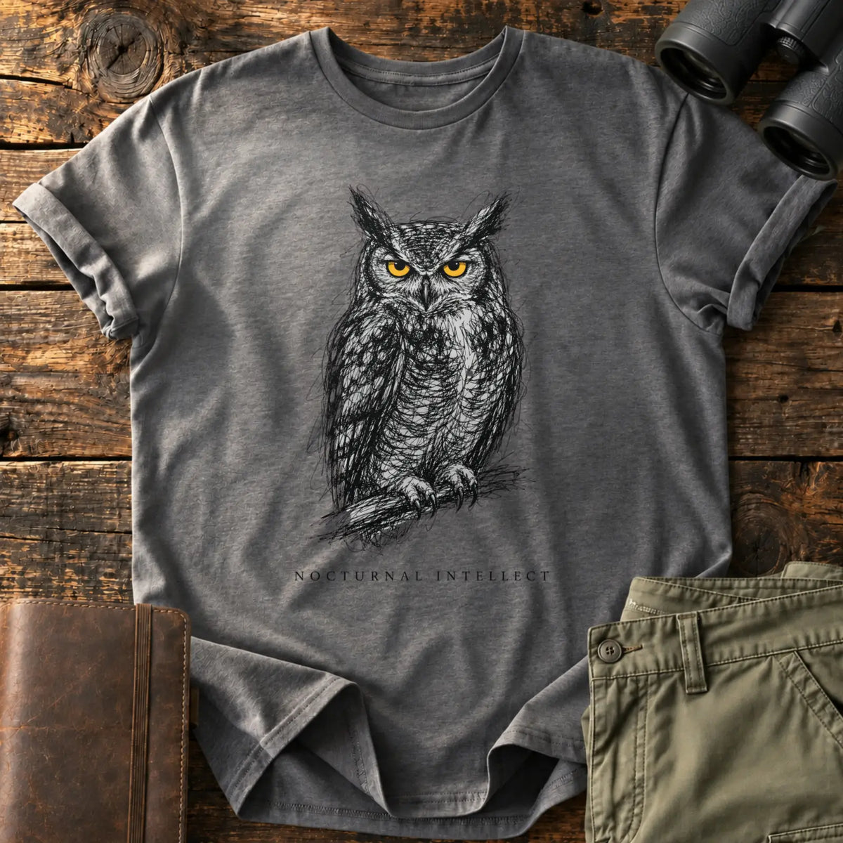 Nocturnal Intellect Tee — Charcoal