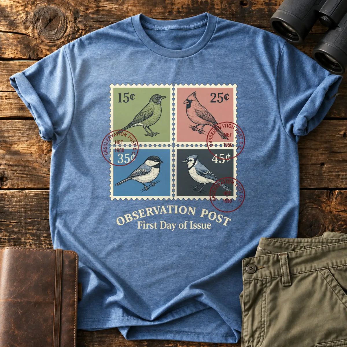 Observation Post Stamp Set Tee — Heather Indigo