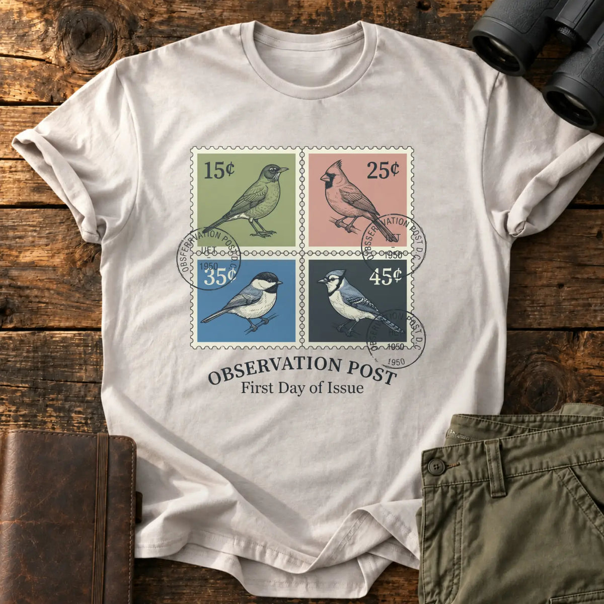 Observation Post Stamp Set Tee — Ice Grey