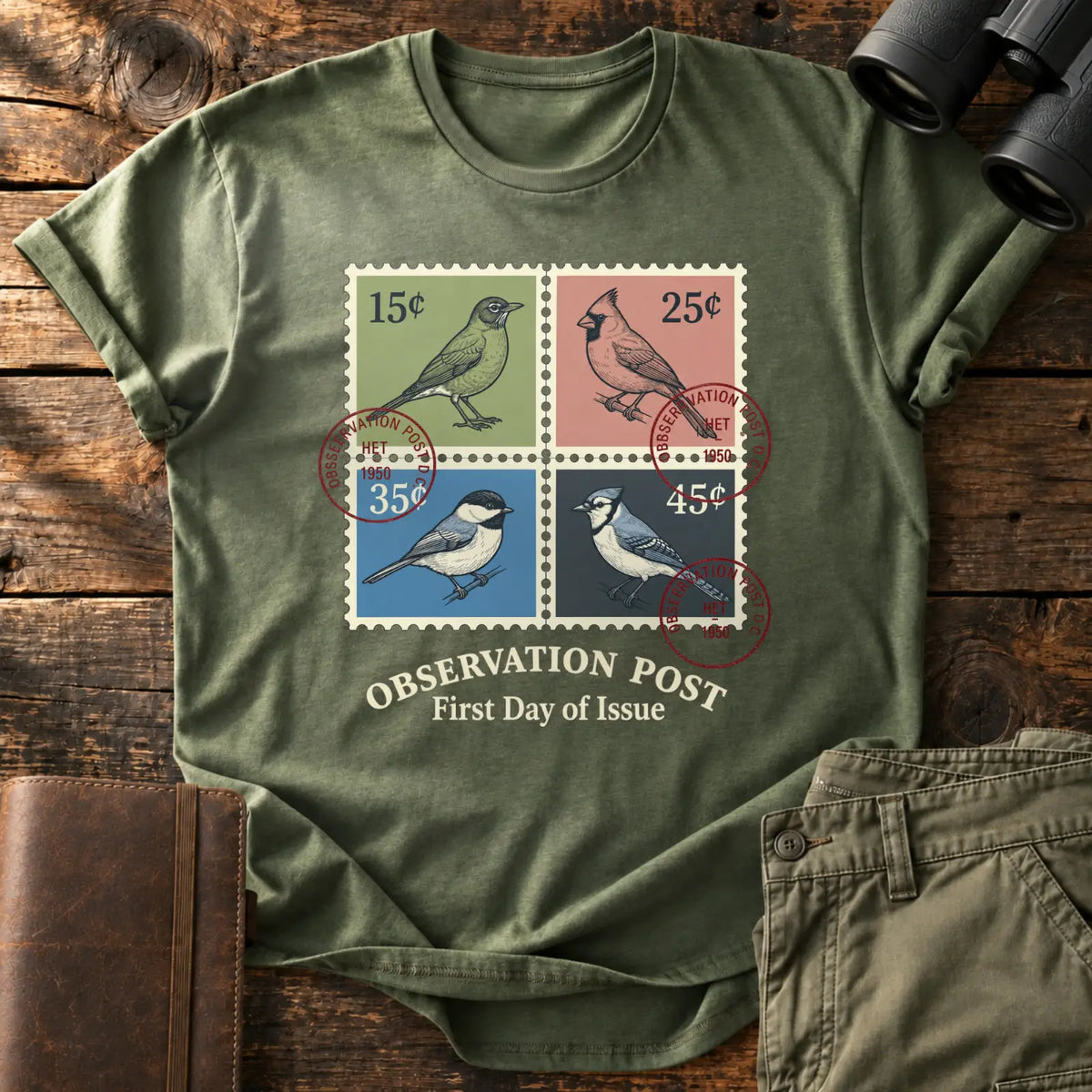 Observation Post Stamp Set Tee — Military Green