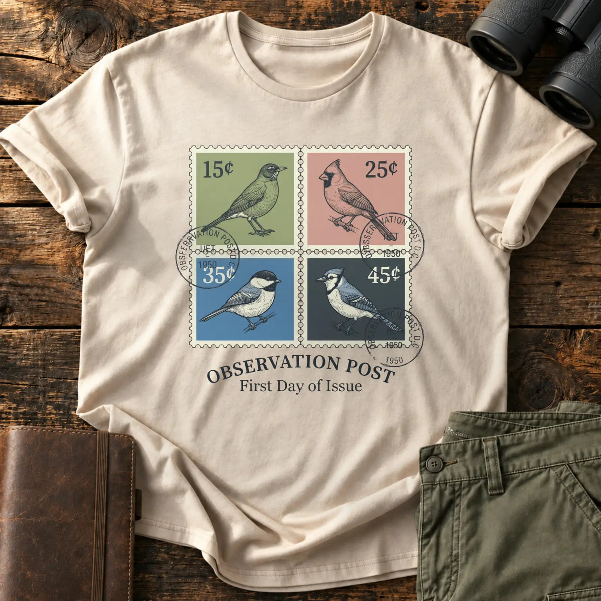 Observation Post Stamp Set Tee — Sand