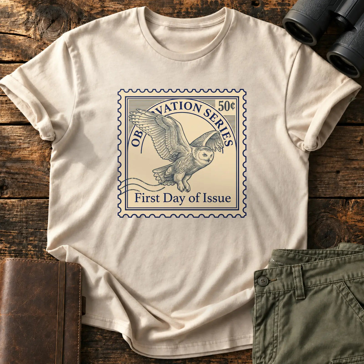 Observation Series Owl Stamp Tee — Sand