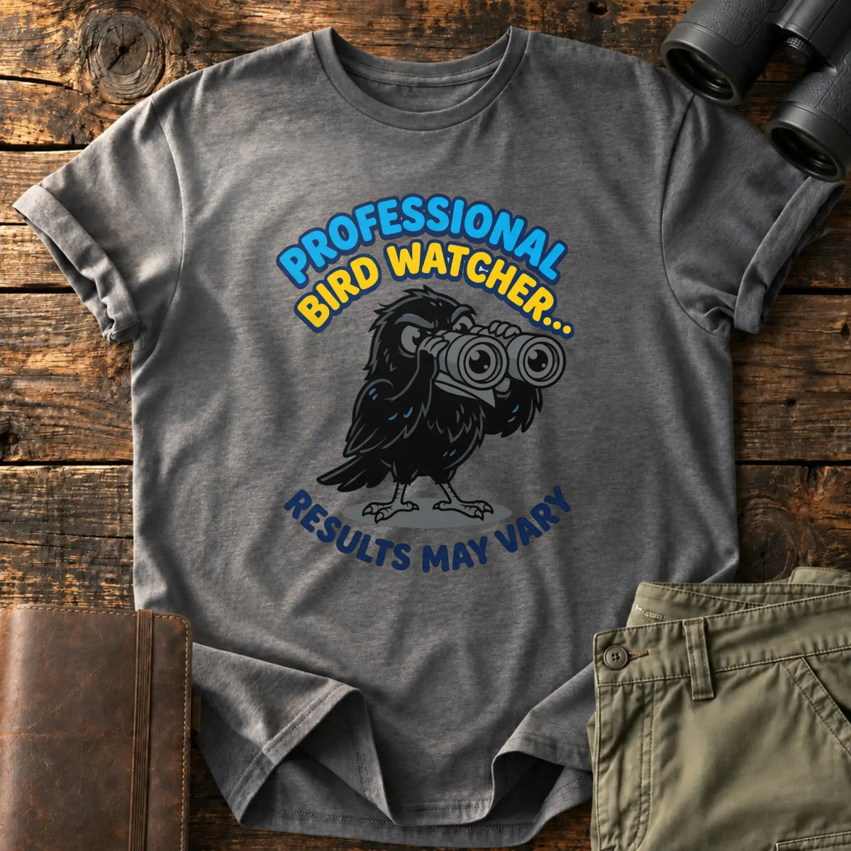 Professional Bird Watcher Crow Tee — Charcoal