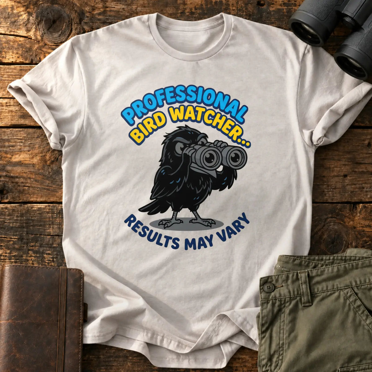 Professional Bird Watcher Crow Tee — Ice Grey