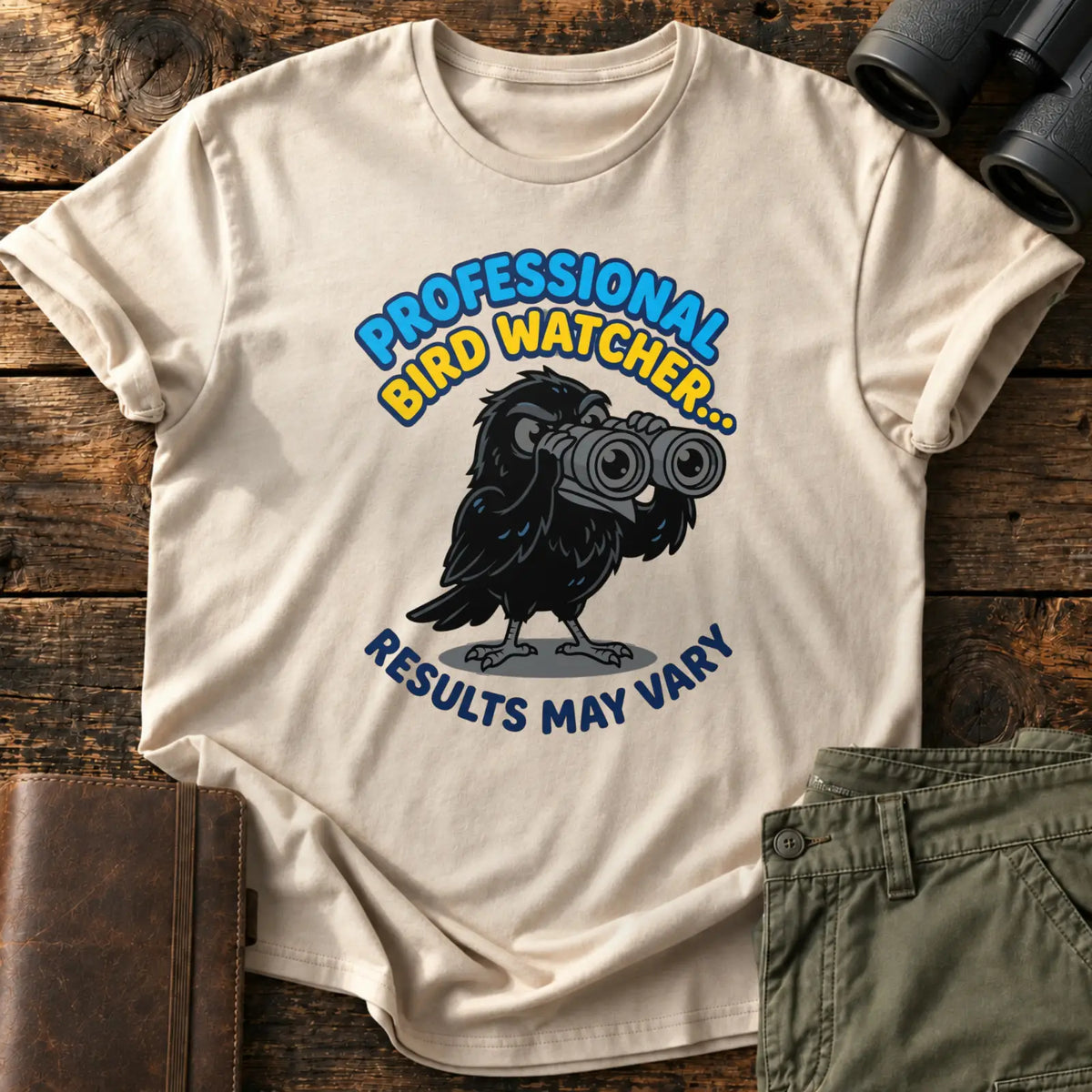 Professional Bird Watcher Crow Tee — Sand