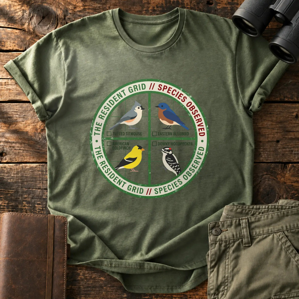 Resident Grid Tee — Military Green