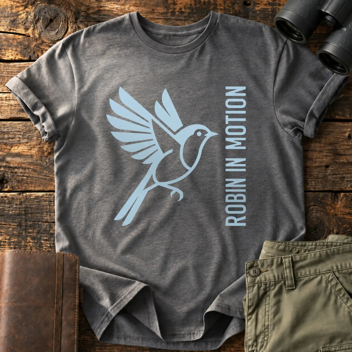 Robin in Motion Tee — Charcoal