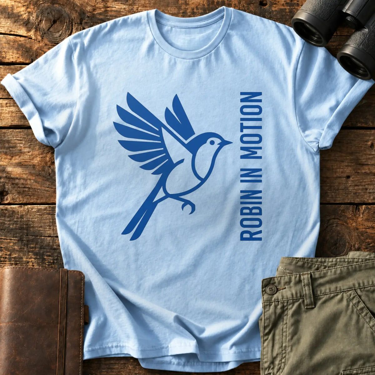 Robin in Motion Tee — Light Blue