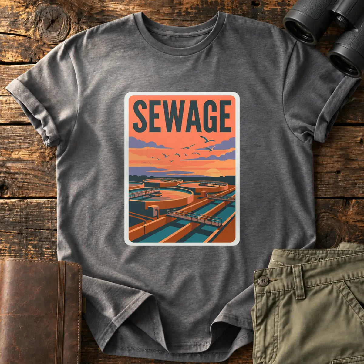Sewage Sunset Tee — Charcoal