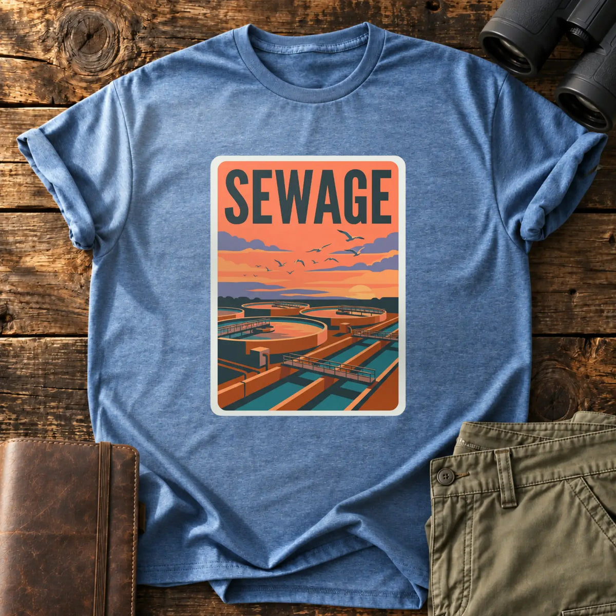 Sewage Sunset Tee — Heather Indigo