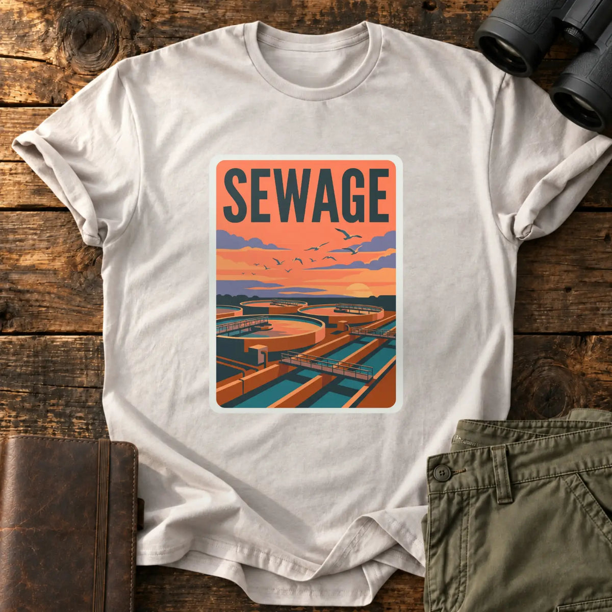 Sewage Sunset Tee — Ice Grey