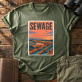 Sewage Sunset Tee — Military Green