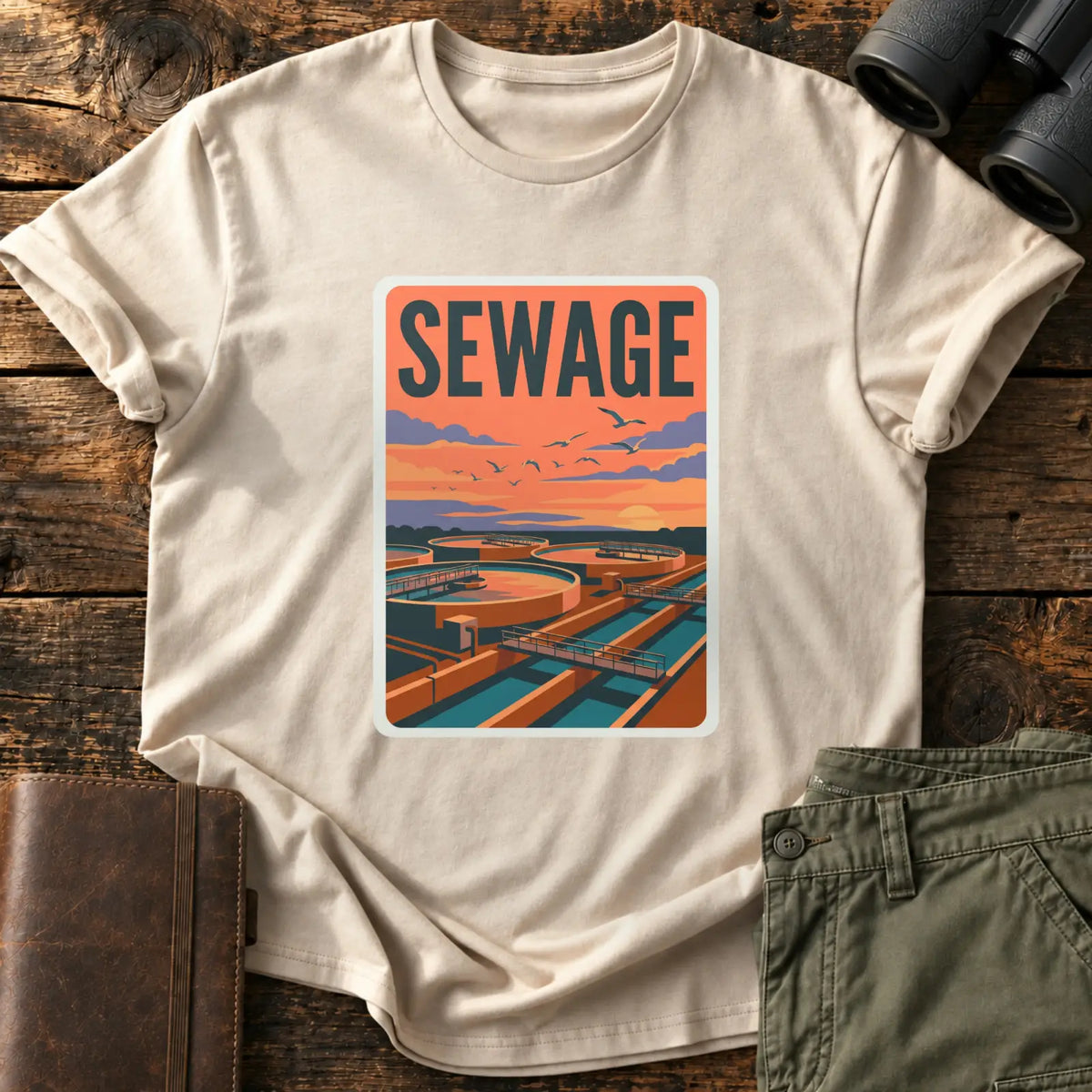 Sewage Sunset Tee — Sand